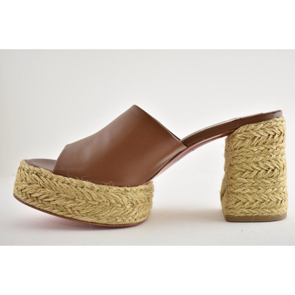 Christian Louboutin Calakala Mule 85 Brown Leather Block Heel Platform Sandal 40 - Picture 16 of 16